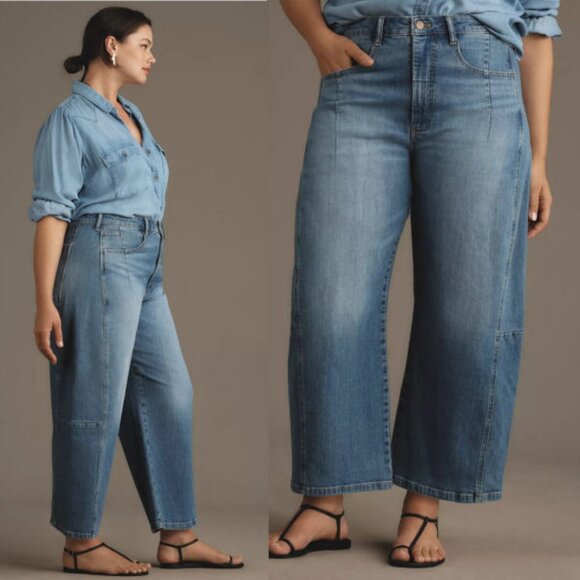 Anthropologie Pilcro The Kenna Barrel Jeans Size 22W High Rise Wide Leg Denim - Picture 4 of 11